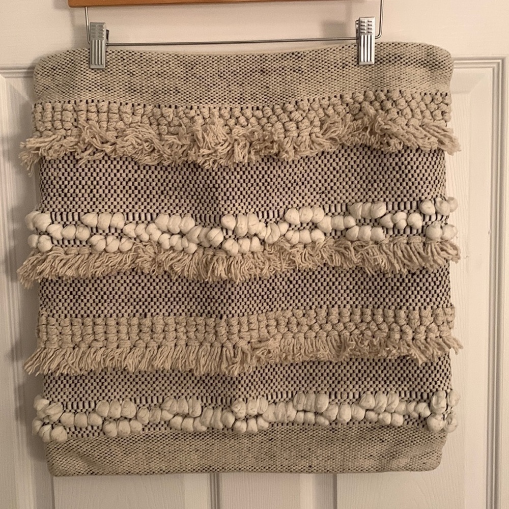 Boho Style Accent Beige & Black Woven Pillow Shams
